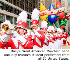 Macy's Great American Marching Band annually features student performers from all 50 United States.