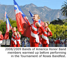 2008/2009 Bands of America Honor Band members warmed up before performing in the Tournament of Roses Bandfest.