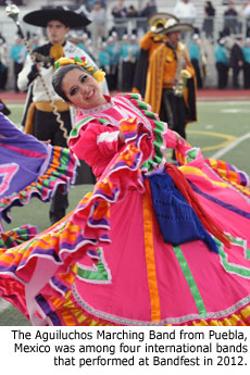 The Aguiluchos Marching Band from Puebla, Mexico was among four international bands that performed at Bandfest in 2012.