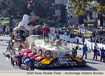 Rose Parade Float Photo - Anchorage Convention & Visitors Bureau Tournament of Roses Parade Float 2009