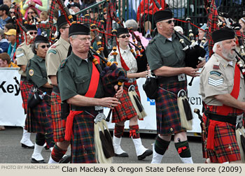 Clan Macleay and Oregon State Defense Force Pipe Band 2009 Grand Floral Parade Photo