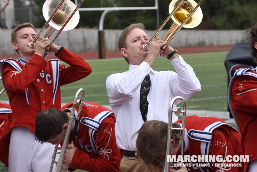 Tournament of Roses President Brad Ratliff Performs with Grove City Trombone Section - 2016/2017 Tournament of Roses Bandfest Photo