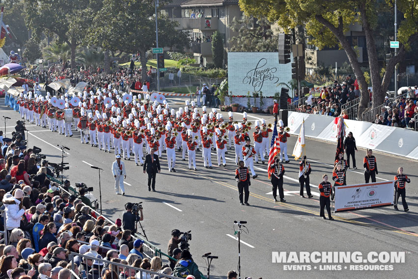 Pennsbury High School Long Orange Line Marching Band, Fairless Hills, Pennsylvania - 2018 Rose Parade Photo