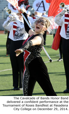 The Cavalcade of Bands Honor Band delivered a confident performance at the Tournament of Roses Bandfest at Pasadena City College on December 29, 2014.