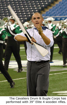 The Cavaliers Drum and Bugle Corps has performed with 39-inch Elite 4 wooden rifles.